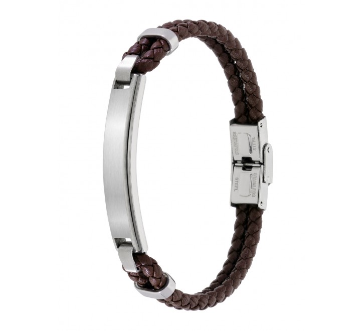 PULSERA MAREA CABALLERO DOBLE TRENZADO MARRON C00103/447
