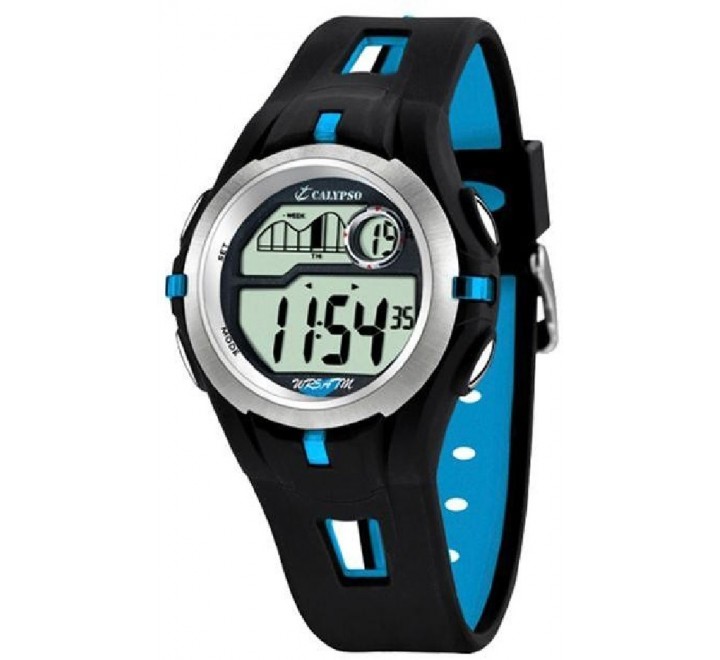 RELOJ CALYPSO DIGITAL CORREA CAUCHO NEGRA Y AZUL K5511/2