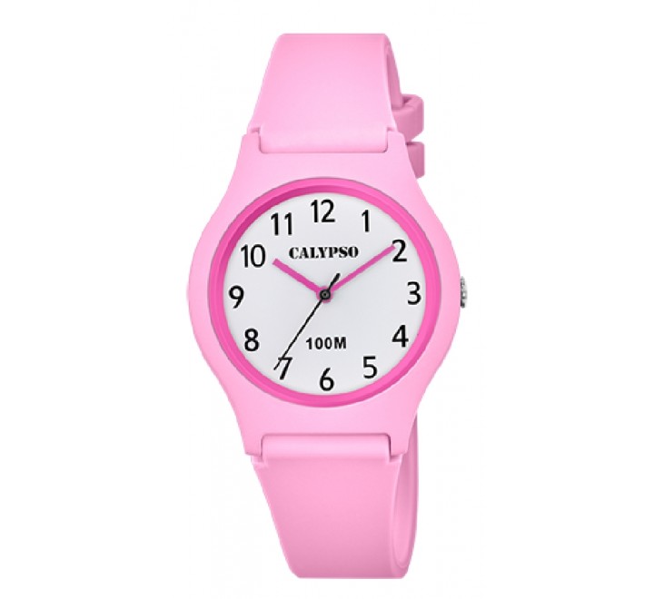 RELOJ CALYPSO SILICONA ROSA Y CAJA ROSA ANALOGICO K5798/1