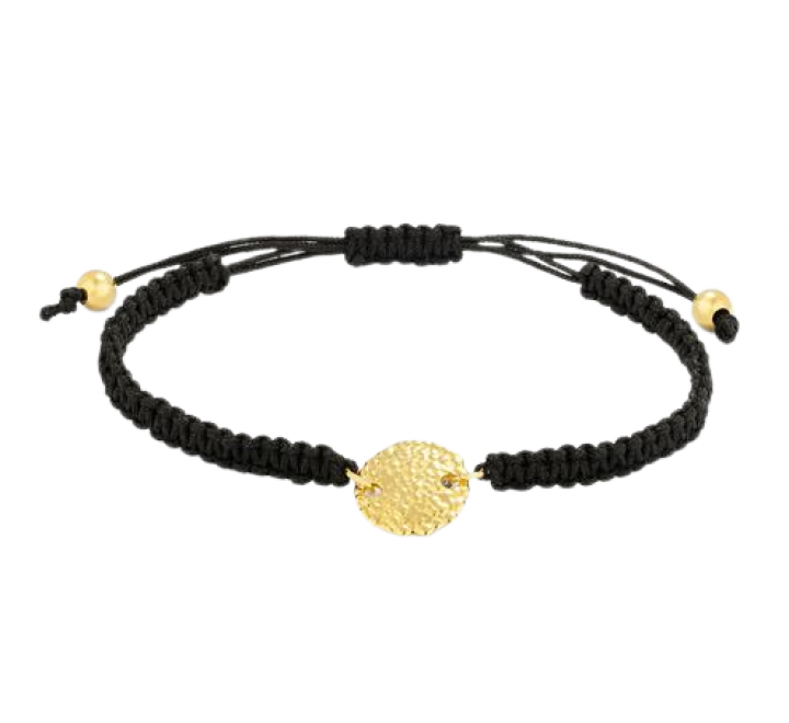PULSERA RADIANT CORDON NEGRO MOTIVO PLATA DORADA RY000030