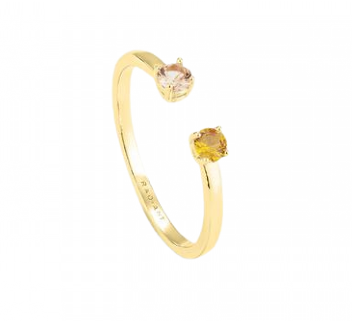 ANILLO RADIANT PLATA DORADA ABIERTO DOS CIRCONITAS RY000012