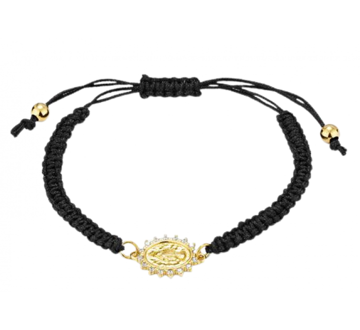 PULSERA RADIANT CORDON NEGRO MOTIVO PLATA DORADA RY000053