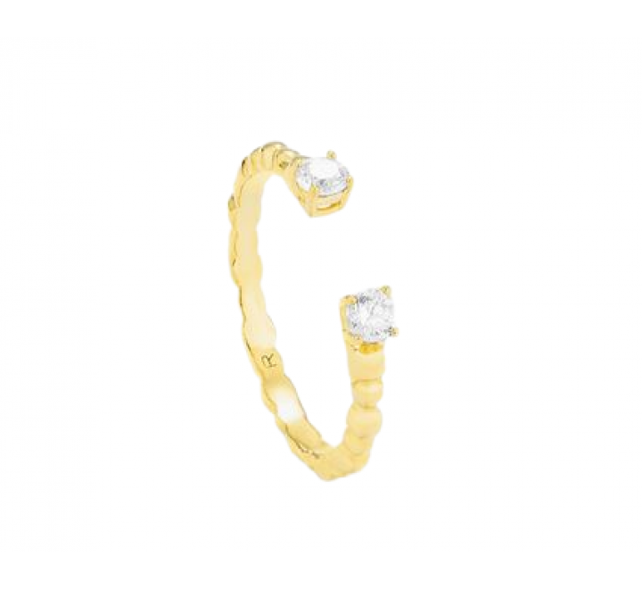 ANILLO RADIANT PLATA DORAD ABIERT BOLITA CIRCONITAS RY000024