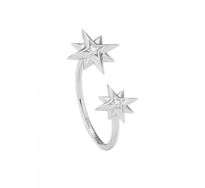 ANILLO RADIANT PLATA ABIERTO ESTRELLAS CIRCONITA RY000041