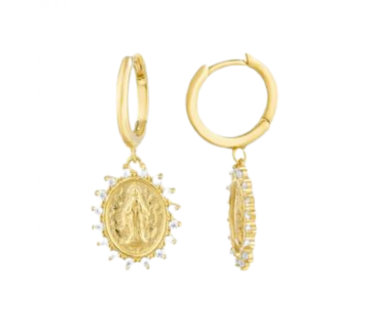 PENDIENTES RADIANT PLATA DORADA ARO CON MOTIVO RY000051