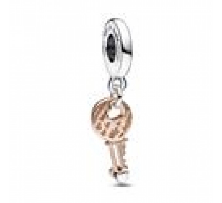 CHARM PANDORA PLATA BICOLOR LLAVE Y CORAZON 782510C00