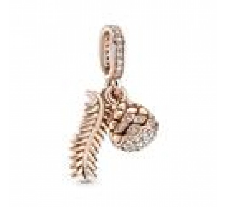 CHARMS PANDORA PLATA ROSADA PI?A Y PLUMA 789557C01