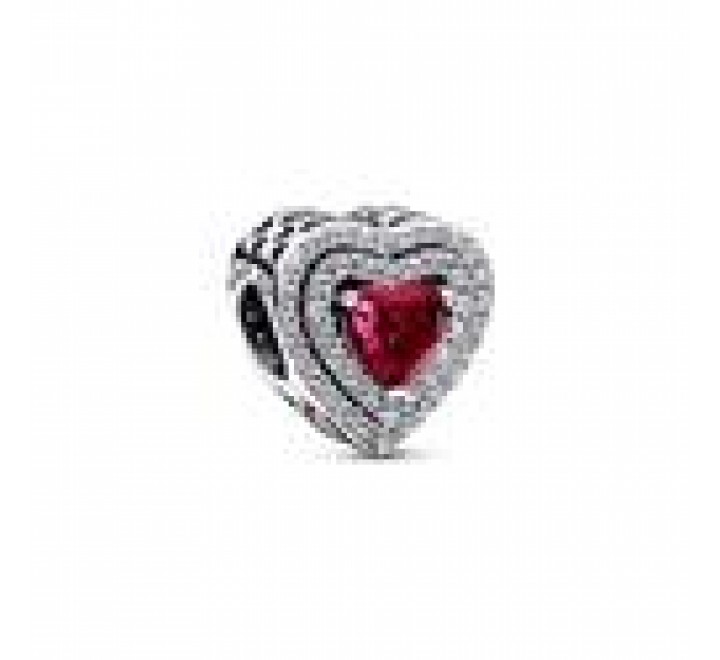 CHARM PANDORA PLATA CORAZON NIVELADO ROJO BRILLANT 799218C02