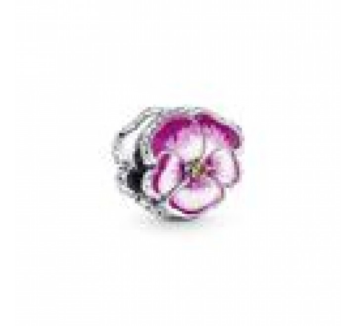 CHARM PANDORA PLATA FLOR PENSAMIENTO ROSA 790777C01