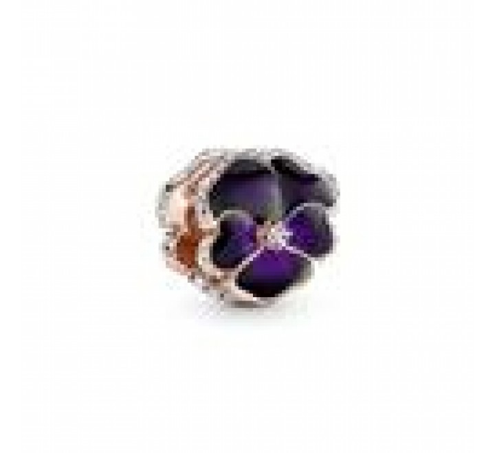CHARM PANDORA PLATA ROSADA FLOR PENSAMIENTO LILA 780777C01