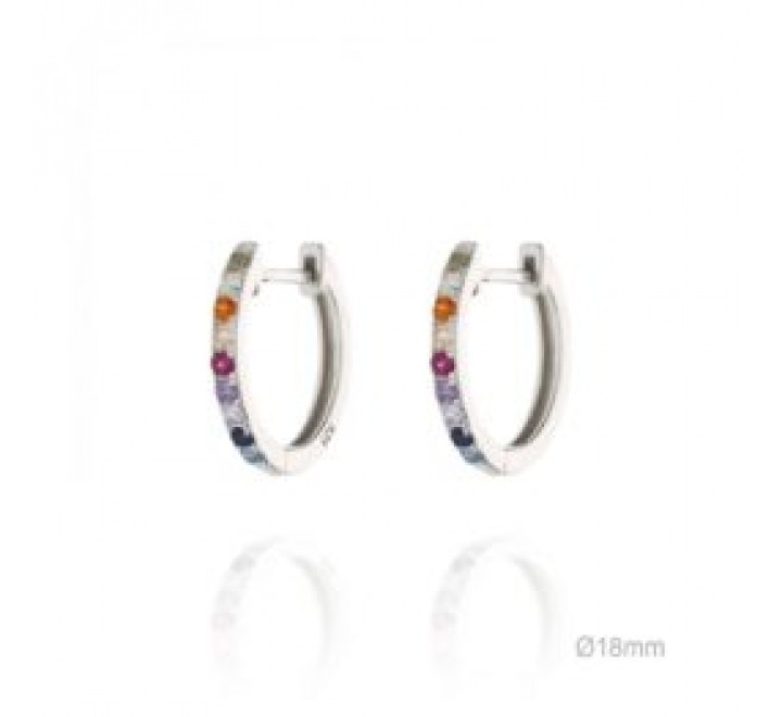 PENDIENTES PLATA CL3354 AROS CIRCONITAS COLORES
