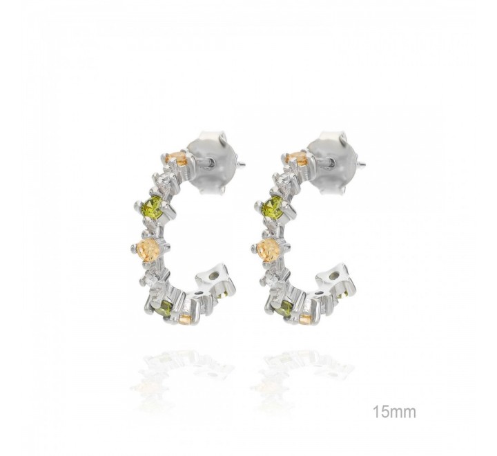 PENDIENTES PLATA CL3360 AROS CIRCONITAS COLORES