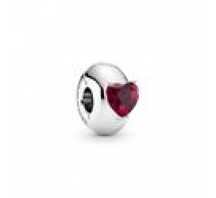 CLIP SEPARADOR PANDORA PLATA CORAZON ROJO 799203C01