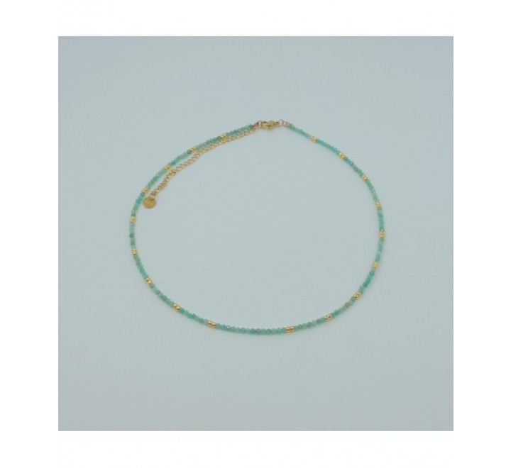 GARGANTILLA IVOIRE ACERO DORADO PIEDRAS VERDES Z2015153/24S