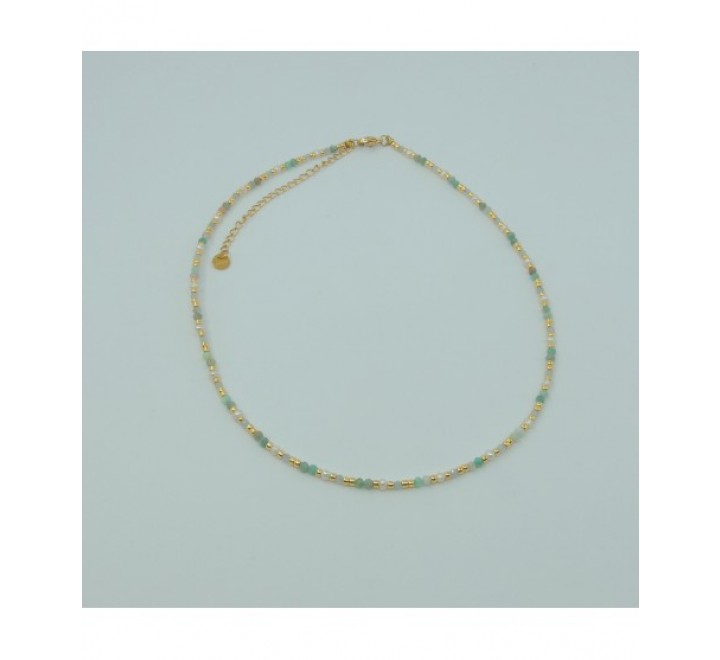 GARGANTILLA IVOIRE ACERO DORADO PIEDRAS COLOR Z2015153/14