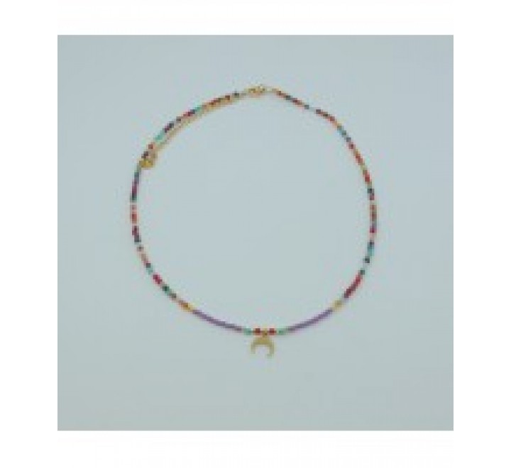 GARGANTILLA IVOIRE ACERO DORADO PIEDRAS COLORES Z2015153/13