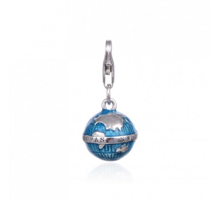 COLGANTE PLATA COLOR BOLA DEL MUNDO 22MM    E6690