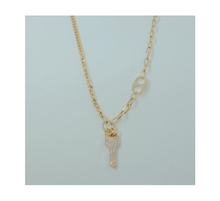 GARGANTILLA IVOIRE METAL DORADO LLAVE CIRCONITAS Z2015118/D