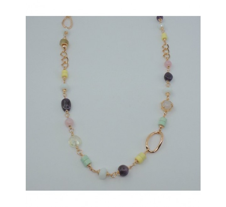 COLLAR IVOIREA METAL DORADO PIEDRAS COLORES Z2015094/AM