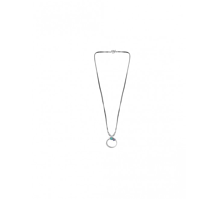 COLLAR CICLON LARGO CUERO MARRON MOTIVO ESTRELLAS 222809-12