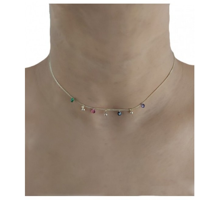 GARGANTILLA IVOIRE Z2014737/DC METAL CHAPADO PIEDRAS COLORES