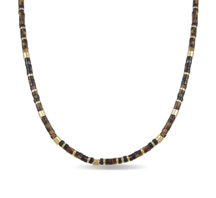 GARGANTILLA LUXENTER PLATA DORADA Y MARRON NXA239Y10800