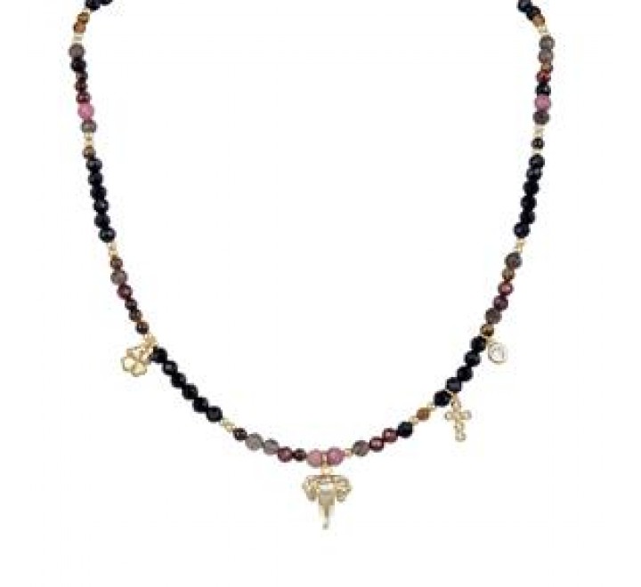 GARGANTILLA LUXENTER PLATA DORADA BOLAS MARRON NXA237Y10800