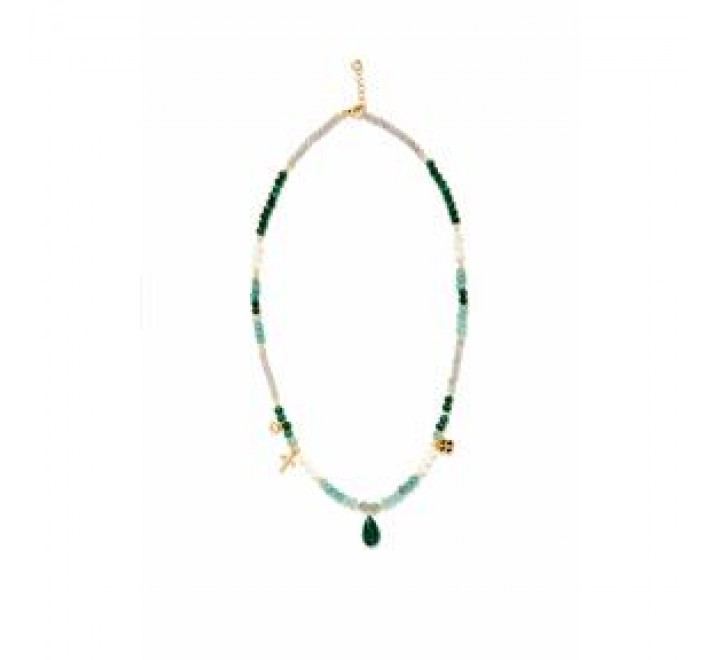 GARGANTILLA LUXENTER PLATA DORADA BOLAS VERDES NXA237Y9700