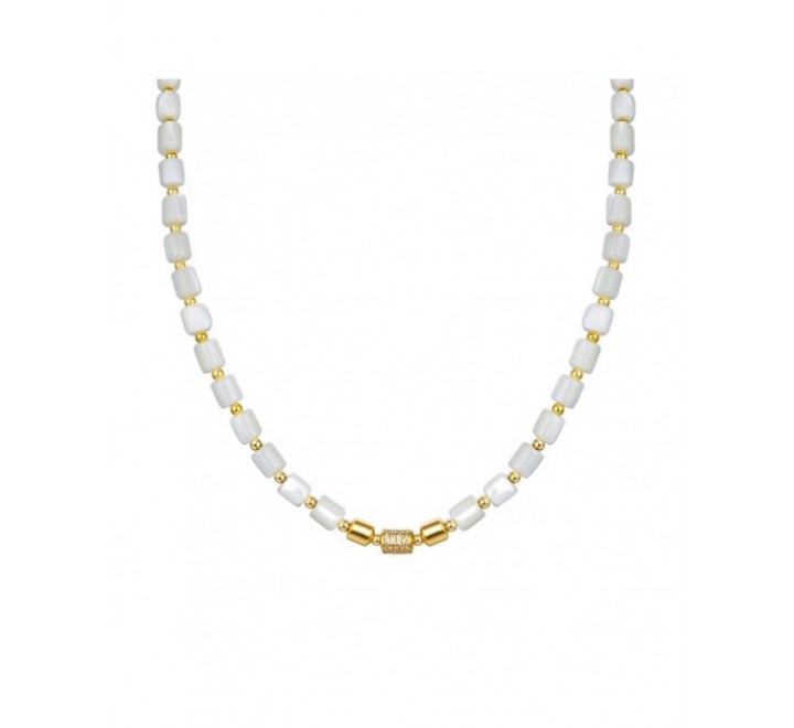 GARGANTILLA LUXENTER PLATA DORADA NACAR BLANCO NXA280Y11500