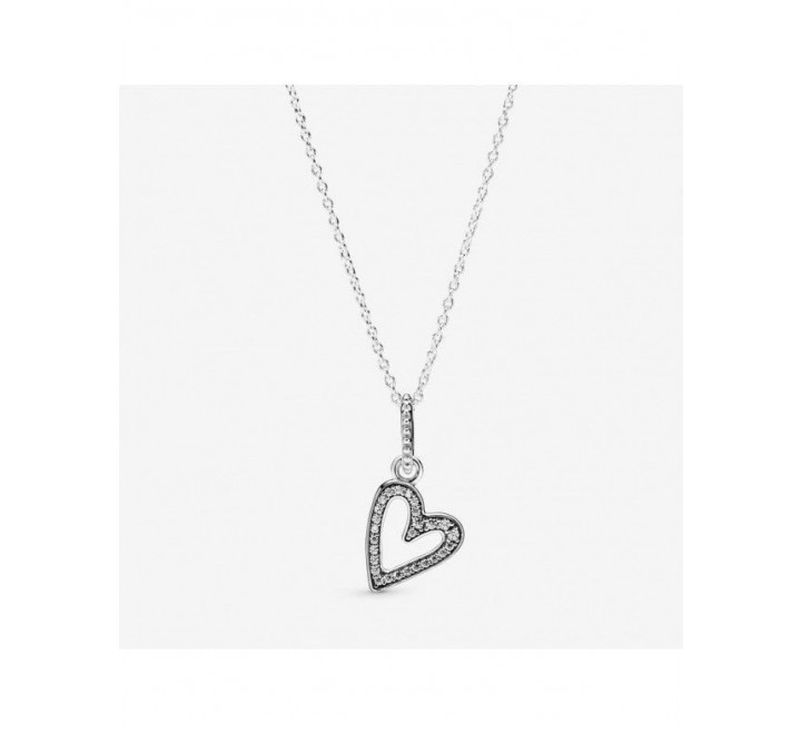 GARGANTILLA PANDORA PLATA CORAZON CIRCONITAS 398688C01-50