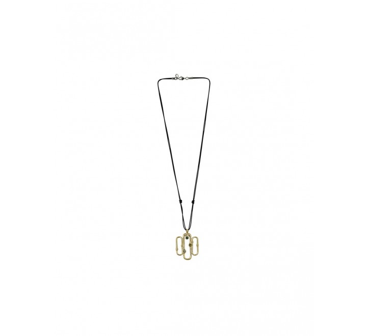 COLLAR CICLON CUERO MARRON MOTIVO DORADO 220818-08
