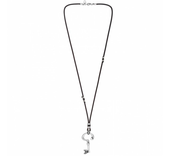 COLLAR CICLON ZAMAK Y CUERO MARRON CON LLAVE 212803