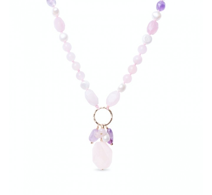 COLLAR LUXENTER SGN14872800 PIEDRAS ROSAS VICHILAT METAL