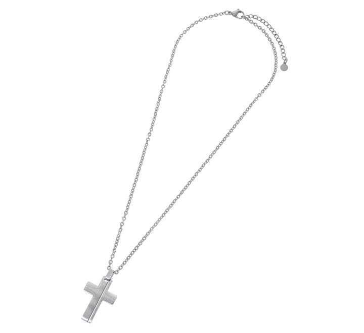 COLLAR MAREA CABALLERO EN ACERO CON CRUZ LISA D00107/37