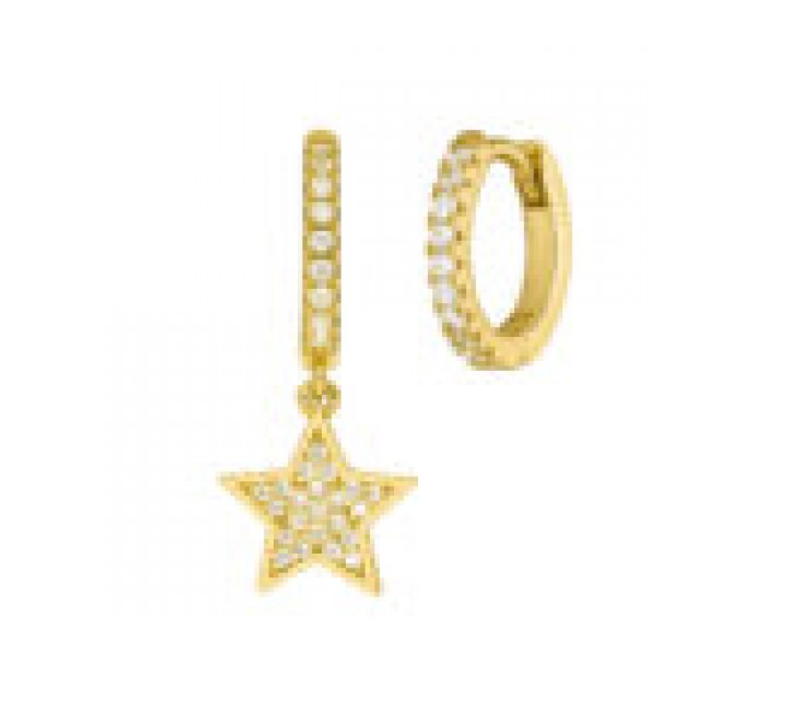 PENDIENTES MAREA PLATA DORADA AROS ESTRELLA D02101/AY