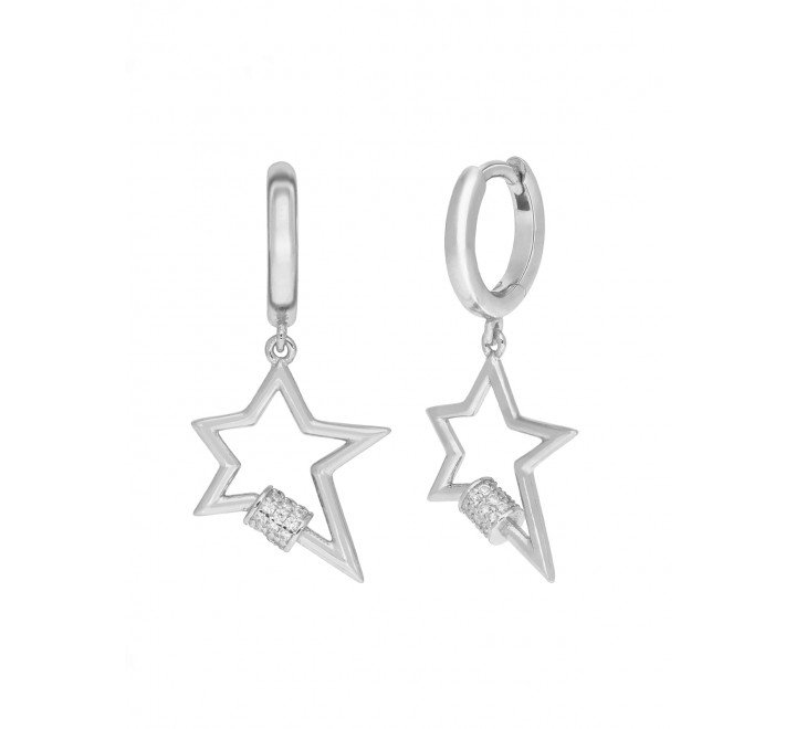 PENDIENTES MAREA PLATA AROS ESTRELLAS CIRCONITAS D02101/CP