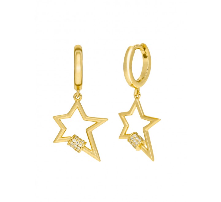 PENDIENTES MAREA PLATA DORADA ESTRELLAS CIRCONITAS D02101/CR