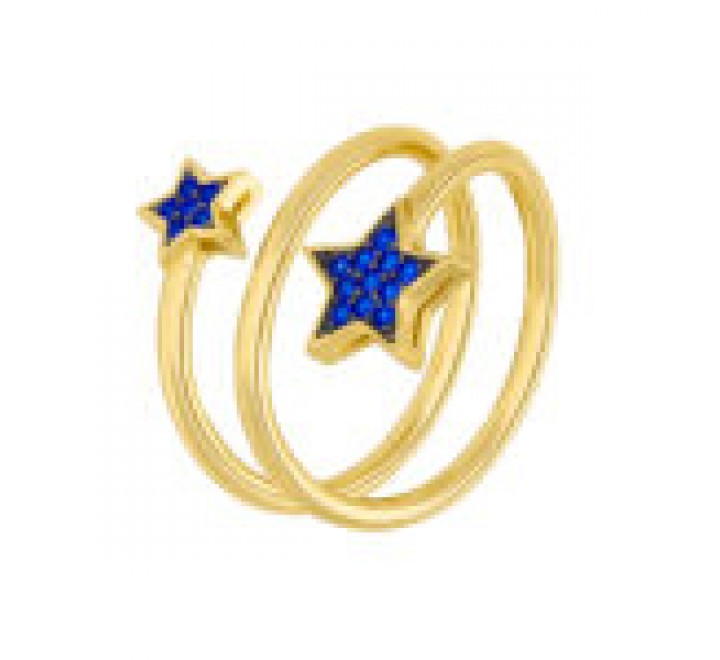 ANILLO MAREA PLATA DORADA ESTRELLAS AZUL Nº16 D02106/AH16