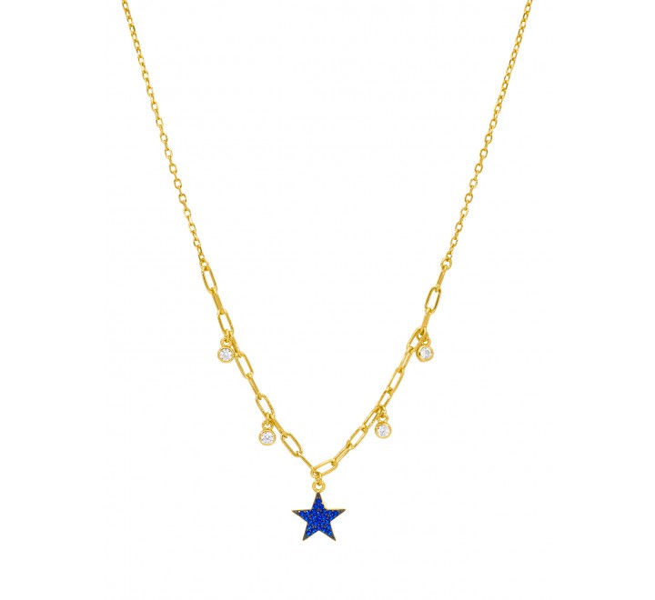 GARGANTILLA MAREA PLATA DORADA ESTRELLA AZUL D02107/AR
