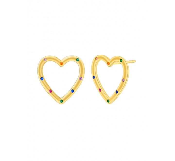 PENDIENTES MAREA PLATA DORADA CORAZON CIRCONITAS D02301/AF