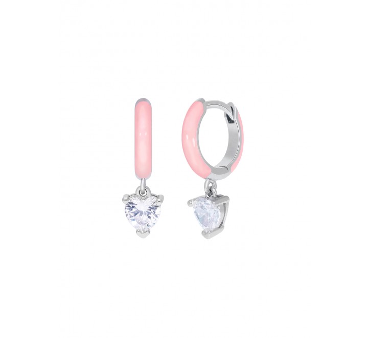 PENDIENTES MAREA PLATA ARO ESMALTE ROSA D02301/AJ