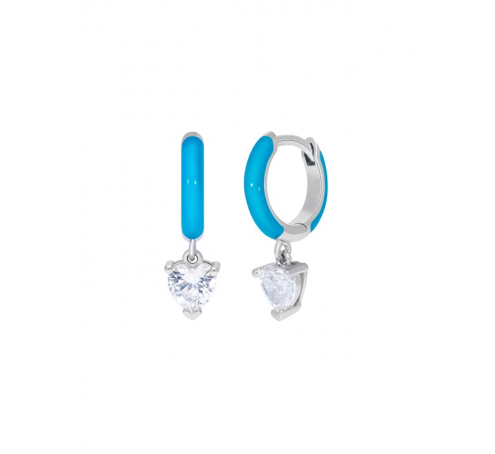PENDIENTES MAREA PLATA AROS ESMALTE AZUL D02301/AK