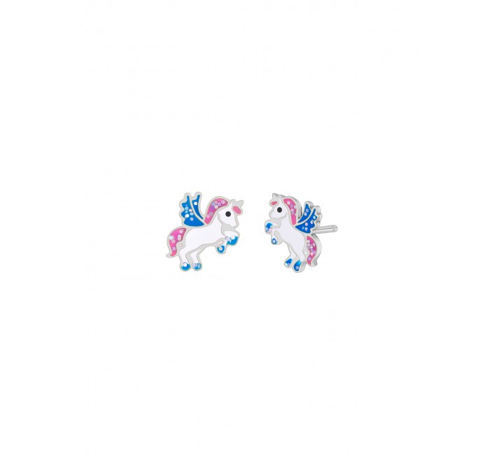PENDIENTES MAREA PLATA UNICORNIO CON COLOR D02401/BE