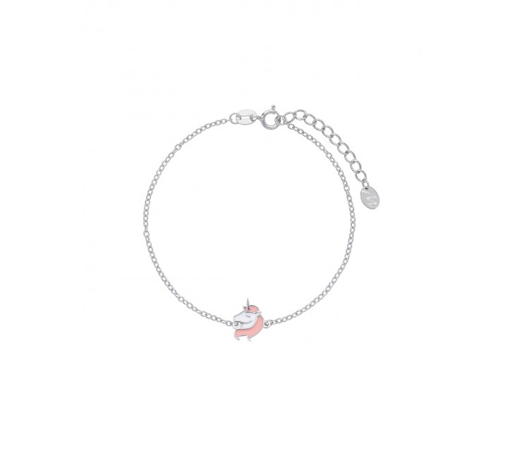 PULSERA MAREA PLATA CON UNICORNIO ESMALTADO D02403/AH