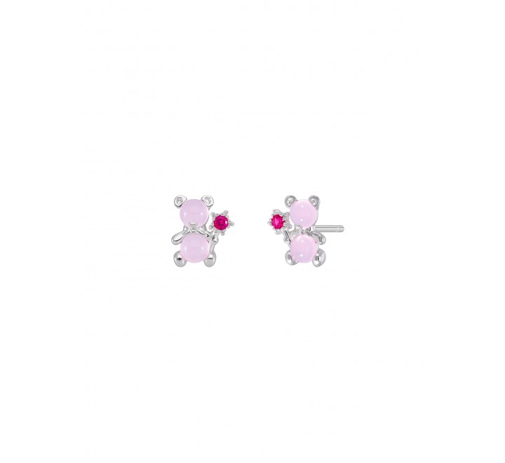 PENDIENTES MAREA PLATA OSITO CIRCONITAS ROSAS D03001/A