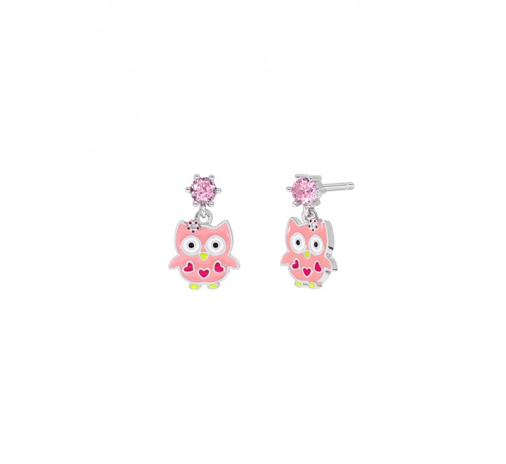 PENDIENTES MAREA PLATA BUHO CON ESMALTE D03001/AX