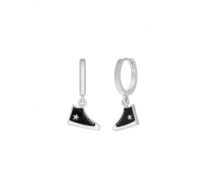 PENDIENTES MAREA PLATA ARO CON ZAPATILLAS NEGRAS D03001/AZ