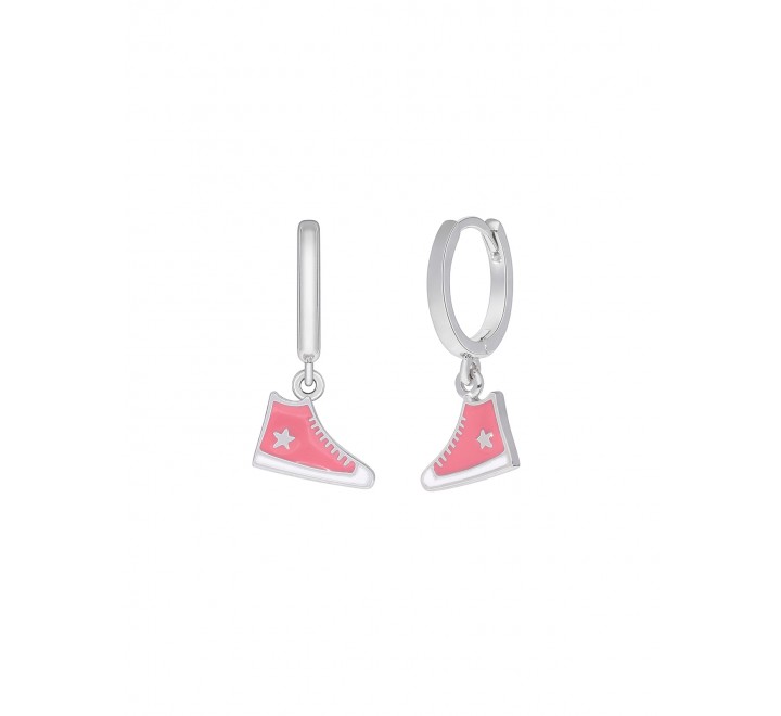 PENDIENTES MAREA PLATA ARO CON ZAPATILLA ROSA D03001/BA
