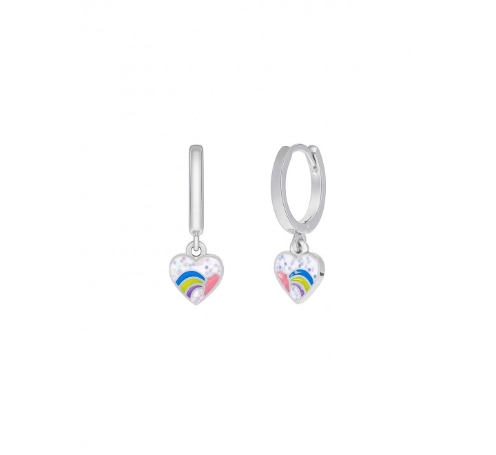 PENDIENTES MAREA PLATA ARO CORAZON ARCOIRIS D03001/BB
