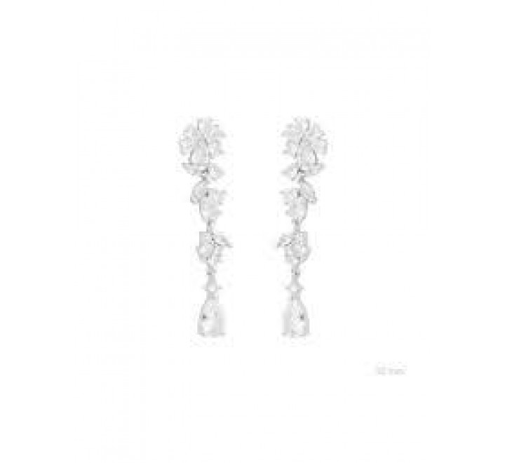 PENDIENTE PLATA 153113 LARGOS CON CIRCONITAS Y PIEDRAS